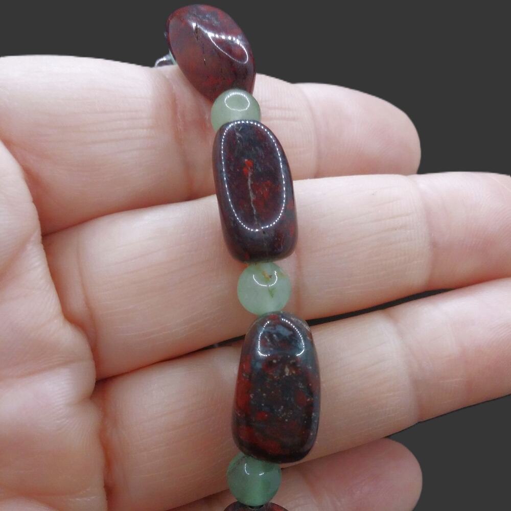 Pietersite Nugget Beaded Bracelet Irregular Sizes Burgundy Green Aventurine NEW - Picture 4 of 10